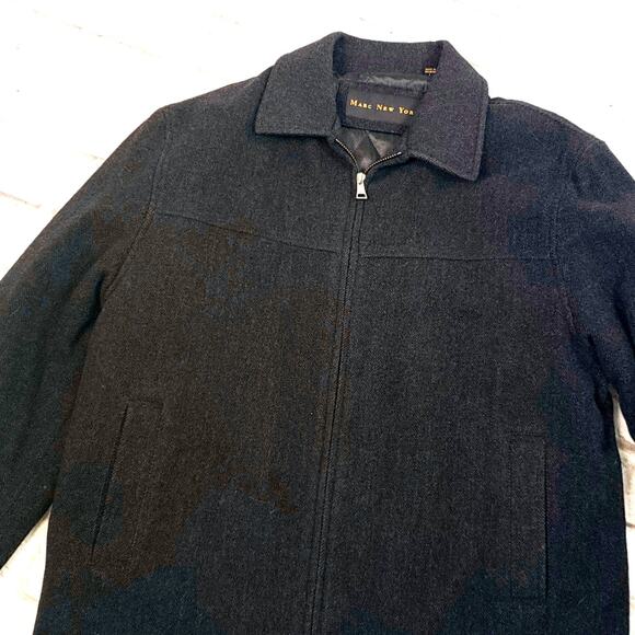 Marc New York Men’s Classic Herringbone Wool Coat L - Picture 7 of 8